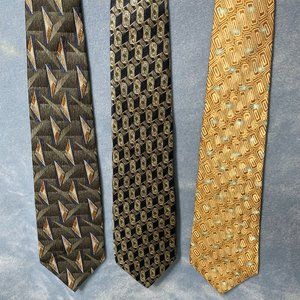 Bundle of 3 100% Silk Used Neckties. Made in the USA.
